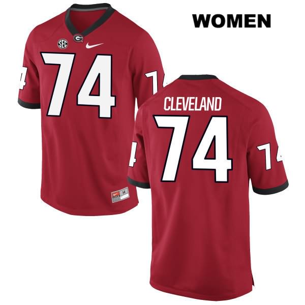 Georgia Bulldogs Women's Ben Cleveland #74 NCAA Authentic Red Nike Stitched College Football Jersey OOF2756AG